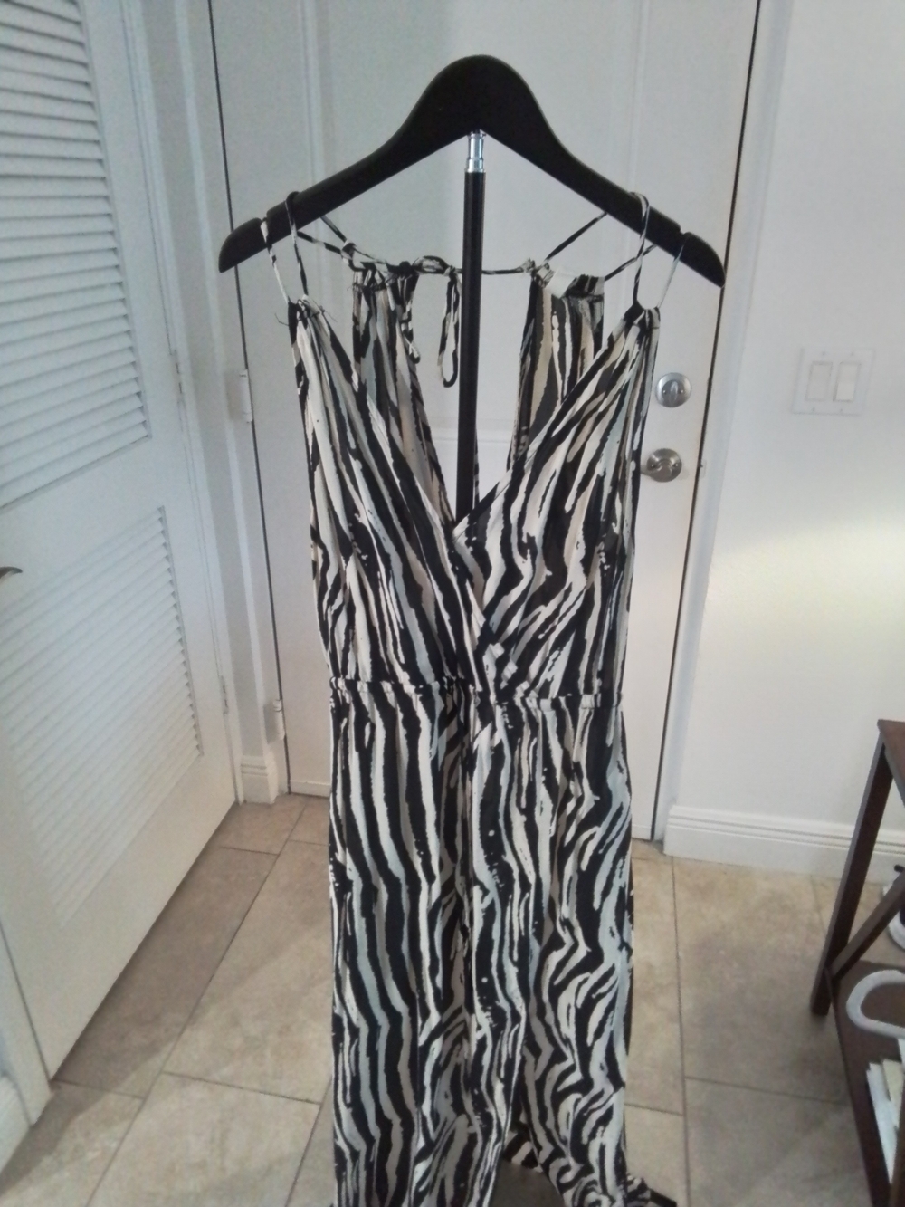 Brown & White Zebra Print Spaghetti Strap Dress